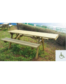 Set tavolo e 2 panche per pic-nic in legno di conifera nordica impregnata in autoclave - cm 195x74,2h