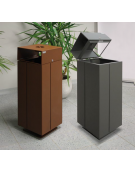 Cestino portarifiuti di forma quadra interamente in lamiera zincata  - cm 31,5x31,5x96,7h