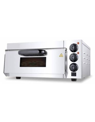 Forno per pizza elettrico ad una Camera singola con vetro - Dimensioni camera cm 40x40x17h-Piano in refrattario
