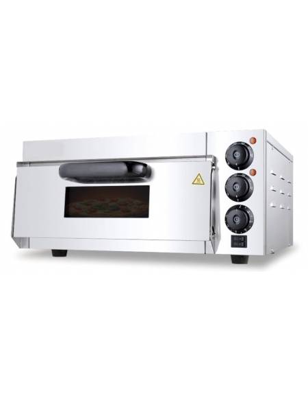 Forno per pizza elettrico ad una Camera singola con vetro - Dimensioni camera cm 40x40x17h-Piano in refrattario
