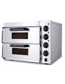 Forno pizza elettrico in acciaio inox - 2 camere da 1+1 pizza - dimensioni interne cm 40x40x17h (x2)- Piano in refrattario
