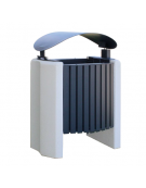 Cestino portarifiuti con  coperchio, in acciaio con fianchi in cemento - cm 73x54x97,2h