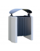 Cestino portarifiuti con  coperchio, in acciaio con fianchi in cemento - cm 73x54x97,2h