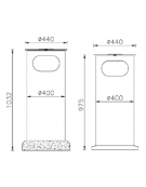 Cestino portarifiuti di forma cilindrica, in acciaio zincato e verniciato, base in ferro - cm Ø 40x97,5h