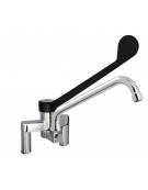 Rubinetto biforo miscelatore a lavello con leva clinica in plastica nera - Lunghezza canna mm 250