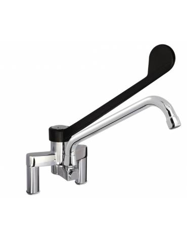 Rubinetto biforo miscelatore a lavello con leva clinica in plastica nera - Lunghezza canna mm 250