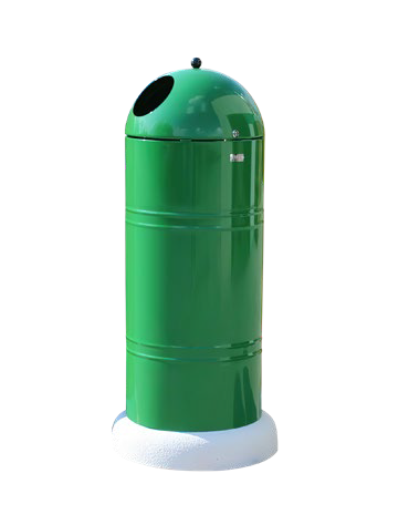 Cestino di forma cilindrica in acciaio zincato e verniciato, Con base in cemento - cm Ø 40x109h