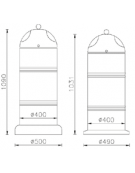 Cestino di forma cilindrica in acciaio zincato e verniciato, Con base in ferro - cm Ø 40x103,1h