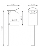 Cestino portarifiuti a forma cilindrica in acciaio zincato e verniciato con posacenere, da inghisare - cm Ø 31x120h