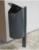 Cestino portarifiuti a forma cilindrica in acciaio zincato e verniciato con posacenere, da inghisare - cm Ø 31x120h