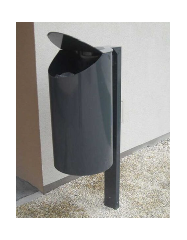 Cestino portarifiuti a forma cilindrica in acciaio zincato e verniciato con posacenere, da inghisare - cm Ø 31x120h