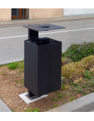 Cestino portarifiuti da tassellare a forma quadrata in acciaio zincato e verniciato con spegnisigarette - cm 35x43x100,4h