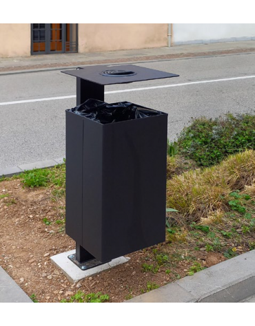 Cestino portarifiuti da tassellare a forma quadrata in acciaio zincato e verniciato con spegnisigarette - cm 35x43x100,4h