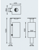 Cestino portarifiuti da tassellare a forma quadrata in acciaio zincato e verniciato con spegnisigarette - cm 35x43x100,4h
