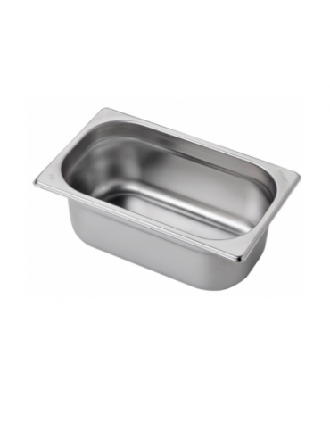 Bacinella contenitore GN 1/4 in acciaio inox - capacità lt. 2,8 - mm 265x160x100h