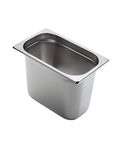 Bacinella contenitore GN 1/4 in acciaio inox - capacità lt. 5,5 - mm 265x160x200h