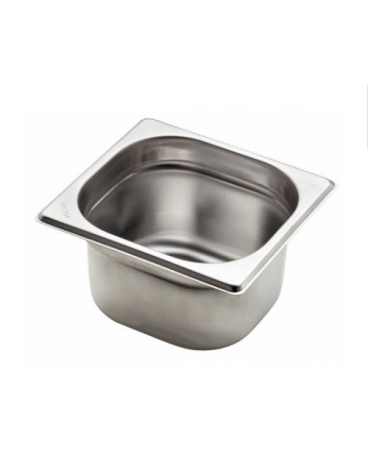 Bacinella contenitore GN 1/6 in acciaio inox - capacità lt. 1,6 - mm 176x160x100h