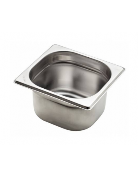 Bacinella contenitore GN 1/6 in acciaio inox - capacità lt. 1,6 - mm 176x160x100h