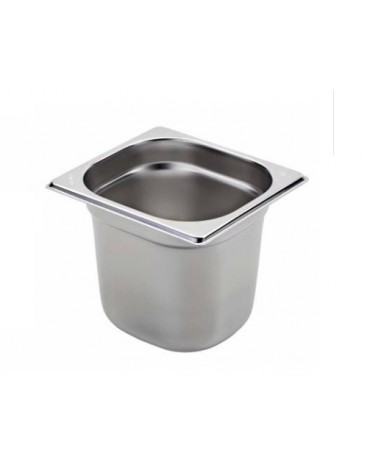 Bacinella contenitore GN 1/6 in acciaio inox - capacità lt. 2,4 - mm 176x160x150h