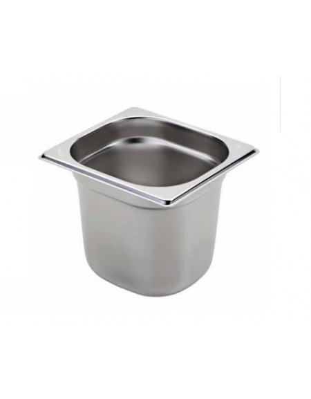Bacinella contenitore GN 1/6 in acciaio inox - capacità lt. 2,4 - mm 176x160x150h