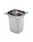 Bacinella contenitore GN 1/6 in acciaio inox - capacità lt. 3,4 - mm 176x160x200h