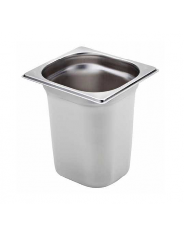 Bacinella contenitore GN 1/6 in acciaio inox - capacità lt. 3,4 - mm 176x160x200h