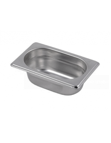 Bacinella contenitore GN 1/9 in acciaio inox - capacità lt. 0,6 - mm 176x110x65h