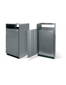 Cestino portarifiuti di forma quadra, in acciaio zincato e verniciato. Con fori per il fissaggio al suolo - cm 58x58x115h