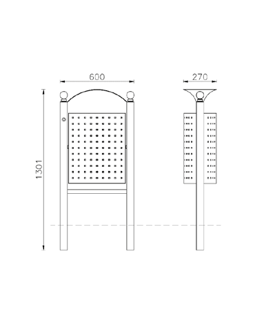Cestino portarifiuti da inghisare di forma ellittica, contenitore in acciaio inox - cm 60x27x130,1h