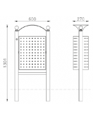 Cestino portarifiuti da inghisare di forma ellittica in acciaio zincato e verniciato - cm 60x27x130,1h