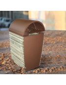 Cestino portarifiuti in acciaio zincato e verniciato con legno di pino. Completo di contenitore interno - cm 58,7x62,5x111,4h