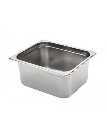 Bacinella contenitore GN 1/2 in acciaio inox - capacità lt. 9,5 - mm 325x265x150h