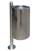 Cestino potarifiuti con paletto da inghisare, in acciaio inox, senza coperchio - cm 49x120h