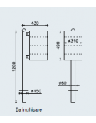 Cestino potarifiuti con paletto da inghisare, in acciaio inox, senza coperchio - cm 49x120h