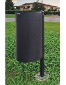 Cestino portarifiuti con paletto da tassellare, in acciaio zincato e verniciato, senza coperchio - cm  43x31x100h