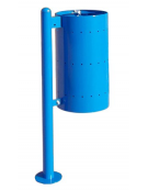 Cestino portarifiuti con paletto da tassellare, in acciaio zincato e verniciato, senza coperchio - cm  43x31x100h