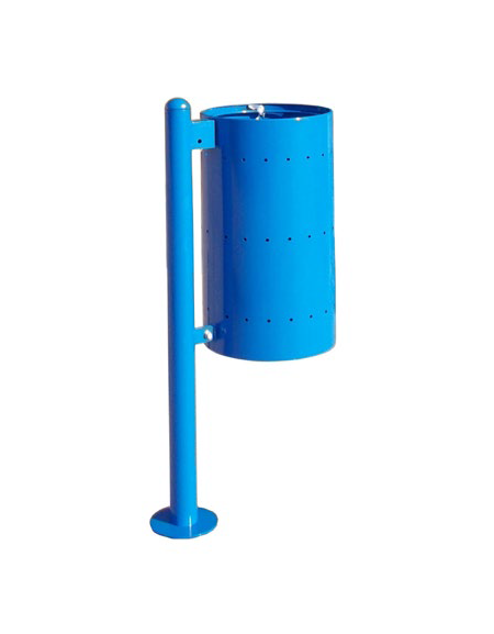 Cestino portarifiuti con paletto da tassellare, in acciaio zincato e verniciato, senza coperchio - cm  43x31x100h