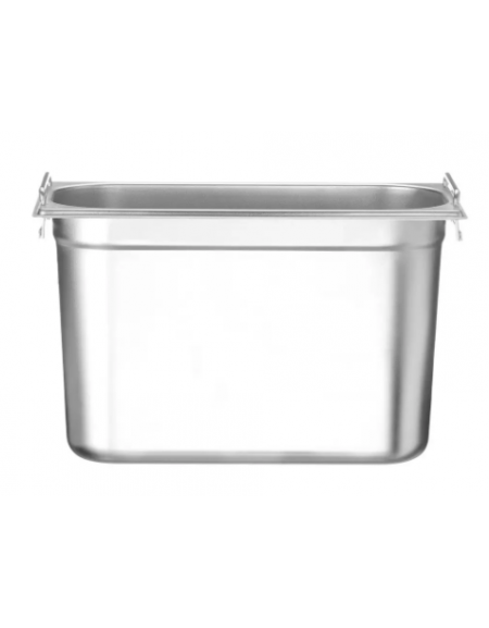 Bacinella contenitore GN 1/3 in acciaio inox con maniglie fisse - capacità lt. 7,8 - mm 325x180x200h