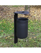 Cestino portarifiuti in lamiera liscia da inghisare, in acciaio zincato e verniciato, coperchio con posacenere - cm 42,5x37x124h