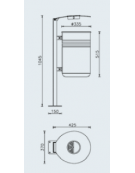 Cestino in lamiera liscia con paletto da tassellare, in acciaio zincato e verniciato, coperchio con posacenere - cm 42,5x37x104,