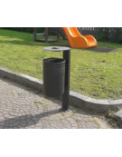 Cestino in lamiera liscia con paletto da tassellare, in acciaio zincato e verniciato, coperchio con posacenere - cm 42,5x37x104,