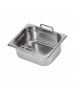 Bacinella contenitore GN 1/6 in acciaio inox con maniglie fisse - capacità lt. 1,6 - mm 176x160x100h