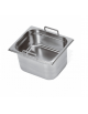 Bacinella contenitore GN 1/6 in acciaio inox con maniglie fisse - capacità lt. 2,4 - mm 176x160x150h