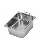 Bacinella contenitore GN 1/2 in acciaio inox con maniglie fisse - capacità lt. 9,5 - mm 325x265x150h