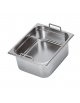 Bacinella contenitore GN 1/2 in acciaio inox con maniglie fisse - capacità lt. 9,5 - mm 325x265x150h