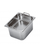 Bacinella contenitore GN 1/2 in acciaio inox con maniglie fisse - capacità lt. 12,5 - mm 325x265x200h
