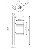 Cestino portarifiuti da tassellare a forma cilindrica con coperchio e spegni sigarette - cm Ø35x131,7h