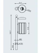 Cestino a forma cilindrica con doghe in legno di pino e coperchio con spegnisigarette , da inghisare - cm Ø35x161,7h