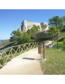 Cestino a forma cilindrica con doghe in legno di pino e coperchio con spegnisigarette , da inghisare - cm Ø35x161,7h