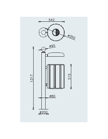 Cestino portarifiuti a forma cilindrica con paletto da tassellare, doghe in legno di pino e coperchio con spegnisigarette  - cm 